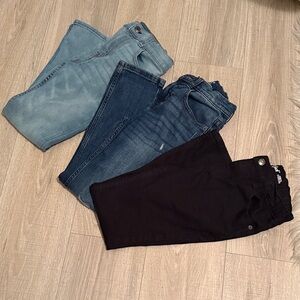 Kids Denim Jeans Trio - Black, Blue, Light Blue 3 pair